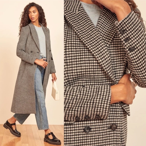 Reformation | NWOT York Coat in Black White Check Medium - Picture 11 of 12